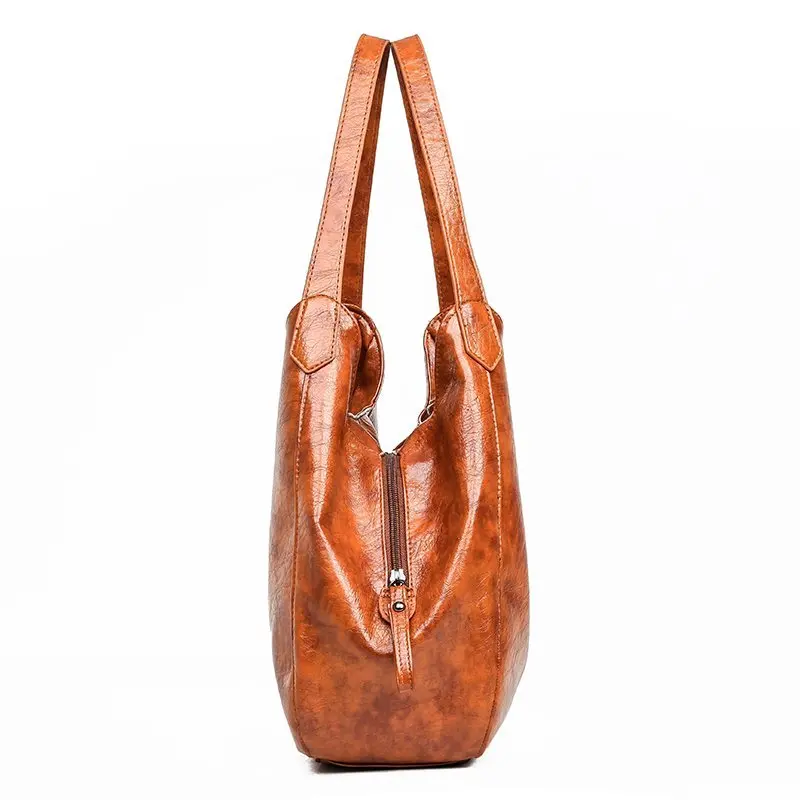 2024 Women's Vintage Handbag Designer Luxury Shoulder Bag Large Capacity Fashion Leisure Business Brand Real PU Leather Handbag