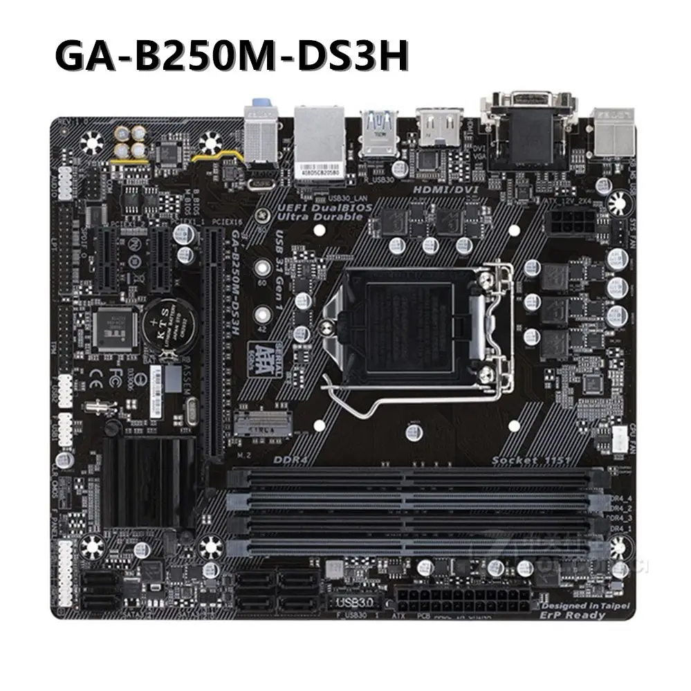 B250M-DS3H Desktop Motherboard LGA 1151 Support 6th/7th-Gen i7 i5 i3 DDR4 64GB M.2 SSD Desktop Intel B250 Placa-Mãe 1151