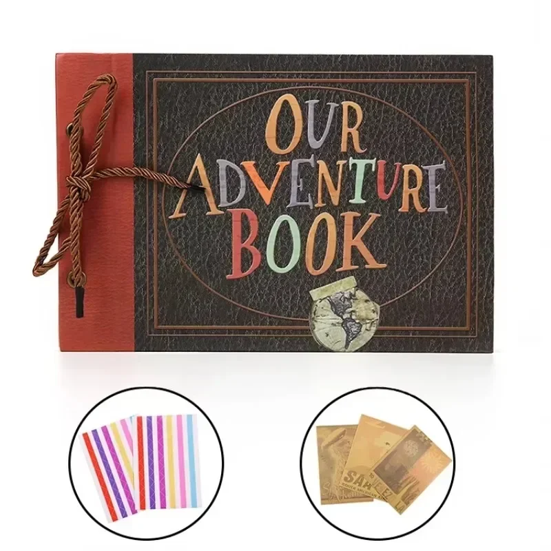 

1pc New DIY Handmade Photo Album Travel Scrapbook Adventure Vintage Kraft Paper Tie Braided Rope Loose Leaf Photo Book Set