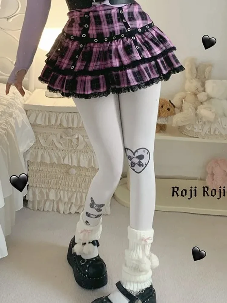 Punk Harajuku Hottie Vintage Plaid Skirts Women Y2k Japanese Sweet Lace Patchwork Short Skirt Female Summer Gothic Streetwear