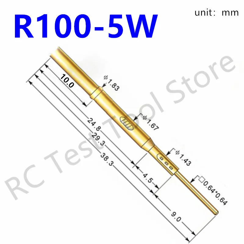 

20/100PCS R100-5W Test Pin P100-B1 Receptacle Brass Tube Needle Sleeve Seat Wire-wrap Probe Sleeve 38.3mm Outer Dia 1.67mm