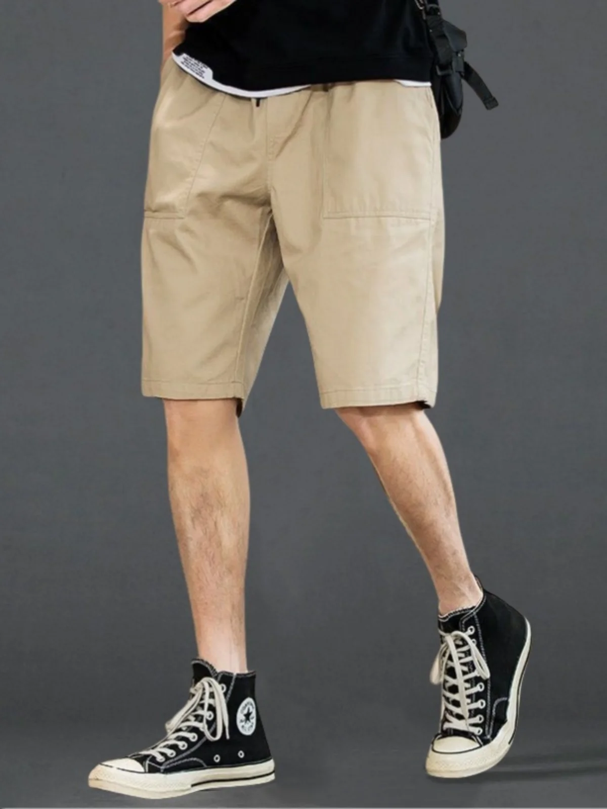 

Men's Workwear ort Pants Summer New Sle Five-Quarter Versatile orts Breathable Lightweight Polyester Straight Leg Casua...