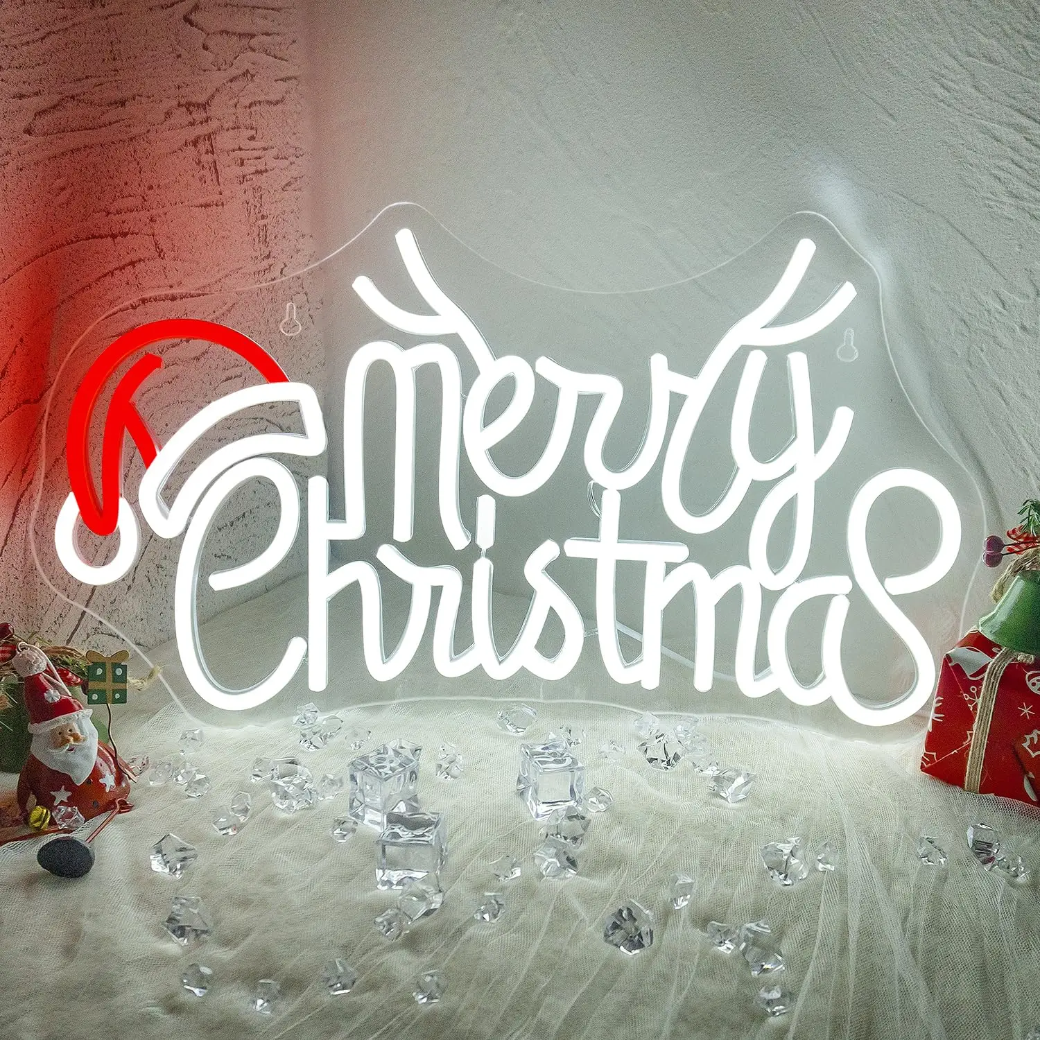 

Merry Christmas Neon Santa Hat Signs Santa Claus Led Lights For Party Bar Man Cave Club Shop Home Decoration Christmas Gifts