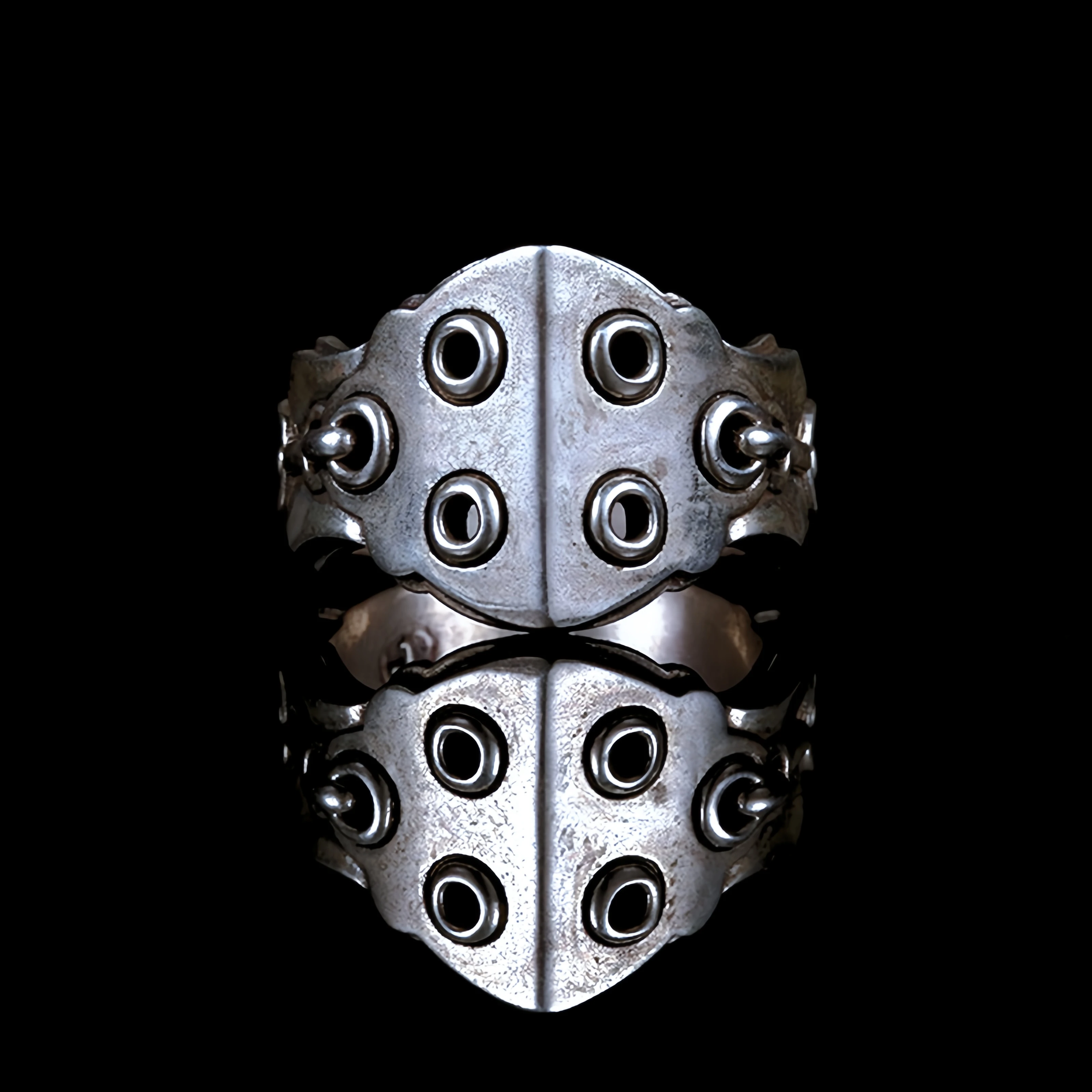 Retro King Gesar Plate Armor Adjustable Open Ring For Men Silver-plated Copper Gothic Punk Edgy Jewelry Niche Accessories Gift