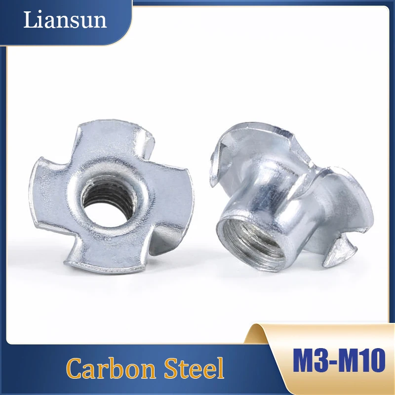 

M3-M10 Imperial/Metric Four-Jaw Nuts - Furniture/Speaker Insert Fasteners for Wood Panels