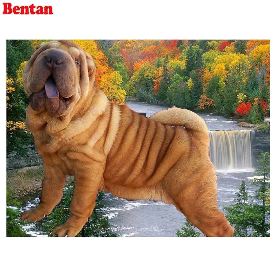 3D Diamond Embroidery Shar Pei Pet Dog Cross Stitch Full Square round Drill Diamond mosaic Diy 5D Diamond Painting Rhinestone