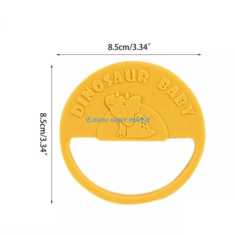 سوار مضغ حسي من السيليكون 090B مع حلقة تسنين على شكل ديناصور من خشب الزان الطبيعي