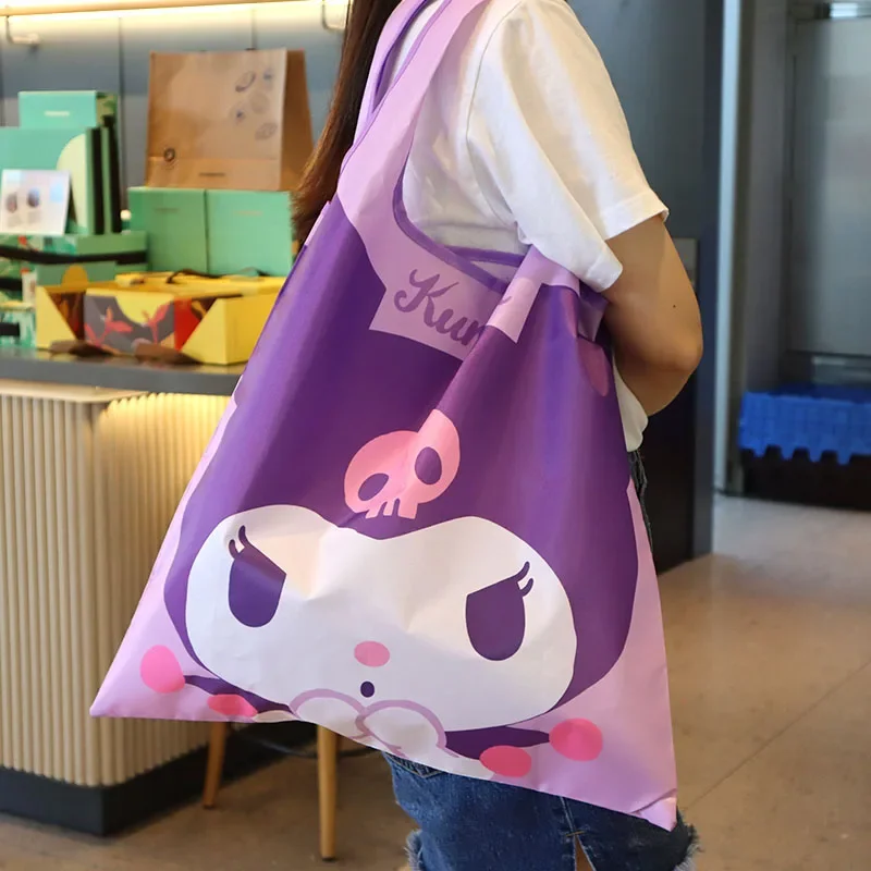 Kawaii Sanrio HelloKitty MyMelody Kuromi Cinnamoroll New Ins Shopping Bag Large-capacity Oxford Cloth Vest Bag Can Be Folded Bag