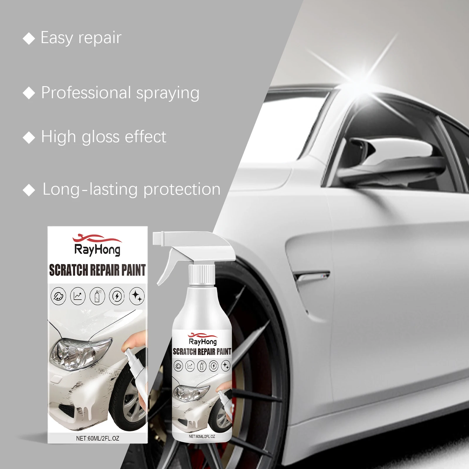 2 In 1 Instant Car Scratch Remover Spray Magic Swirl Paint Restorer Easy DIY Auto Coat Scuff Polish Hydrophobic Car CoatingSpray