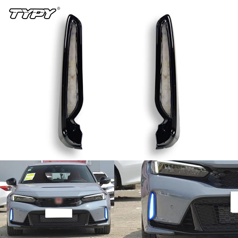 

TYPY Автомобильные светодиодные DRL для Honda Civic Type R 2023 2024, дневные ходовые огни с указателем поворота, крышка противотуманной фары, дневные фонари