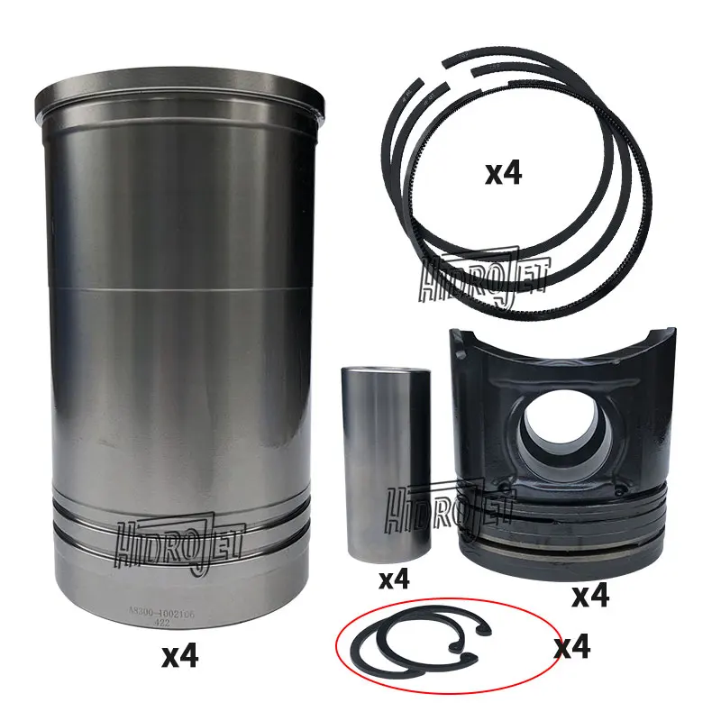 Excavator Machine Engine Parts YC4A Engine Rebuild Kit Cylinder Liner Kit A8600-9000200BQ Piston Kit for YC4A125Z-T20