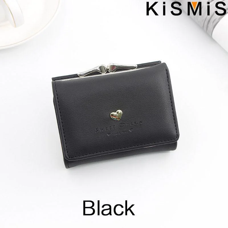 KISMIS Women\'s Short Wallet - Small Coin Purse with Hasp and Zipper, Cute Ladies\' Card Purses
