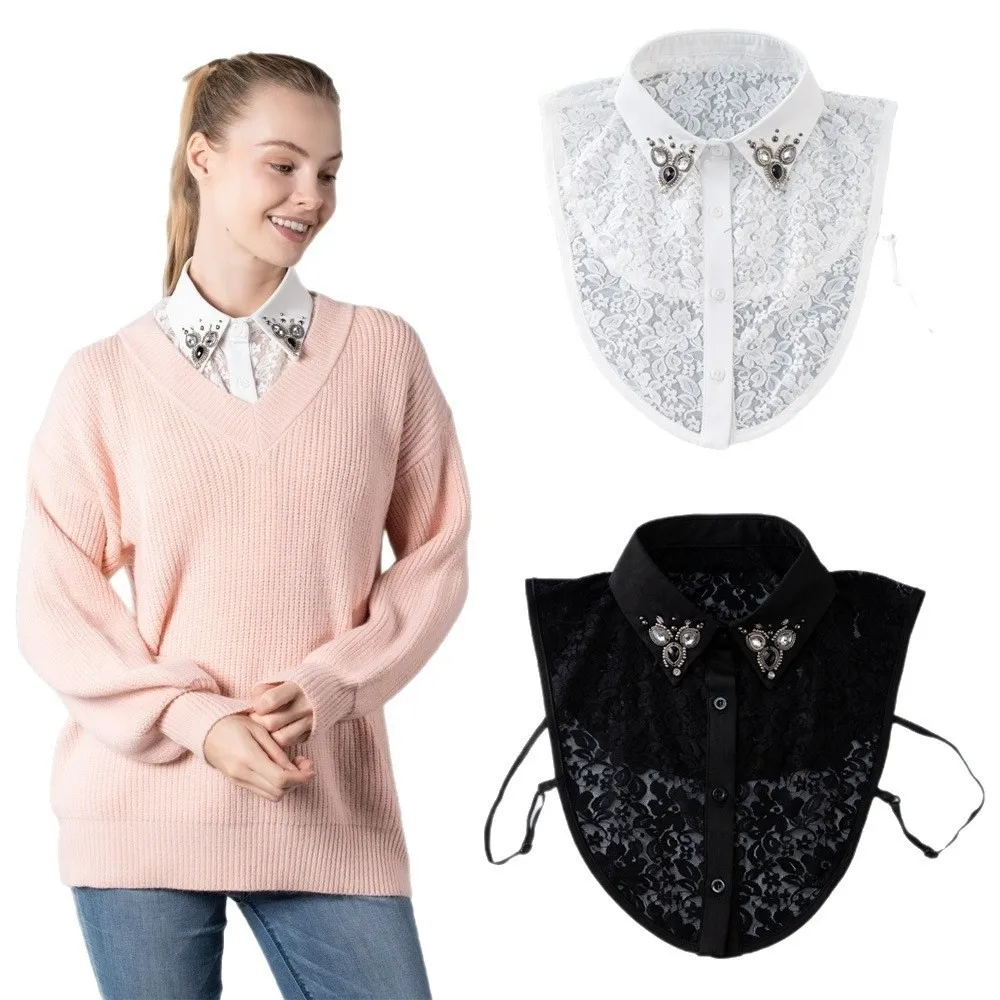 

Топ, галстук, рубашка, искусственный воротник, кружево ручной работы с вышивкой, съемный воротник, аксессуар для одежды, блузка с искусственным воротником и лацканами