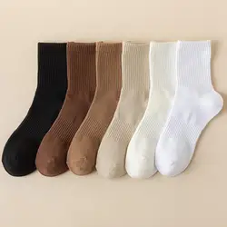 Chaussettes d'automne et d'hiver pour hommes, chaussettes à tube moyen, couleur café rétro