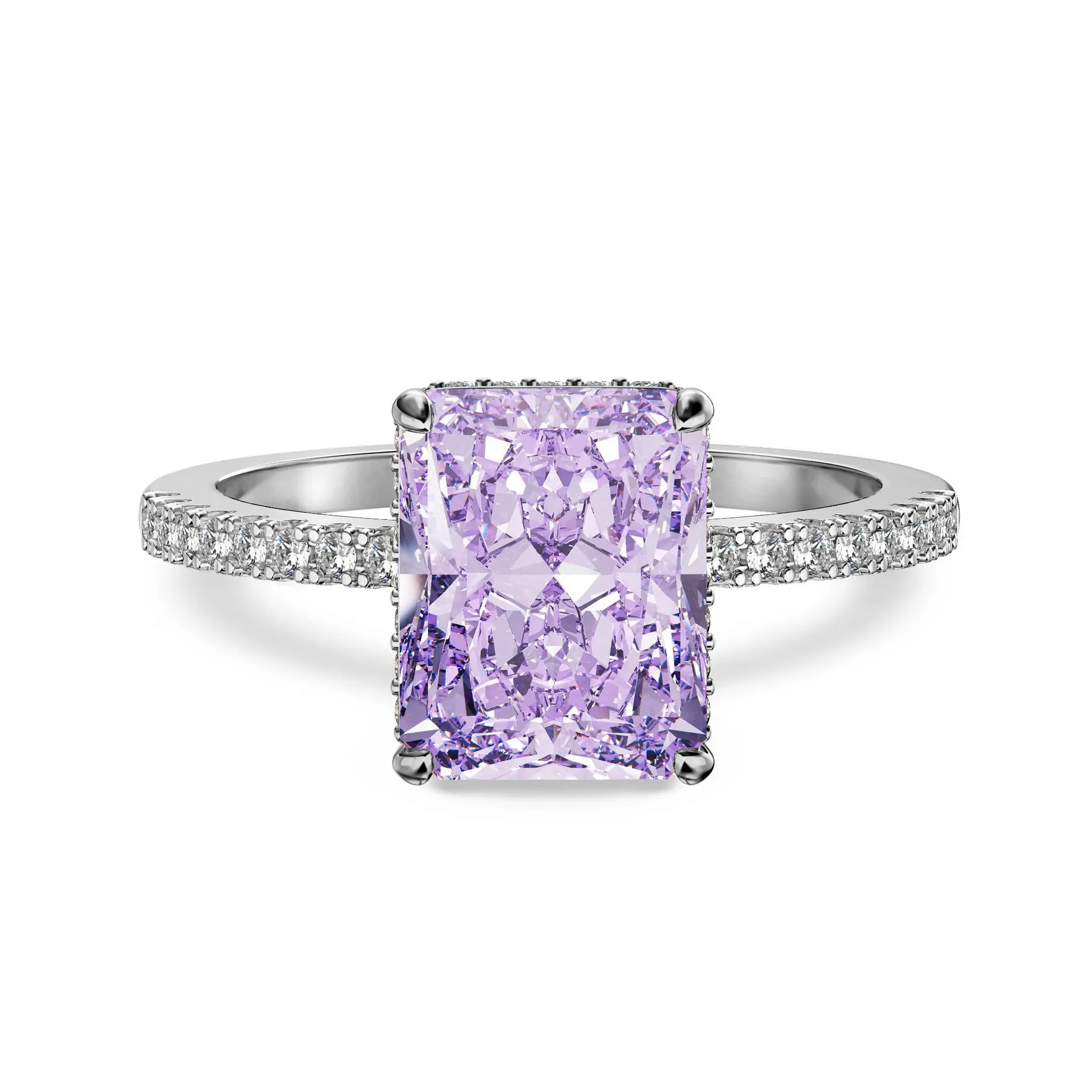 925 Sterling Silver Rose Gold Crushed Ice 5 CT Morganite Synthetic Moissanite Wedding Party Ring for Women Wholesale