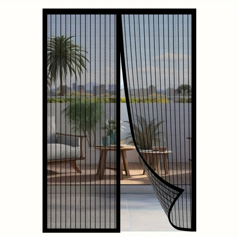 Magnetic Screen Door—Self-Sealing, Heavy-Duty Striped Mesh Curtain, Suitable for Various Types of Rooms and Doors, Safe Use, Per