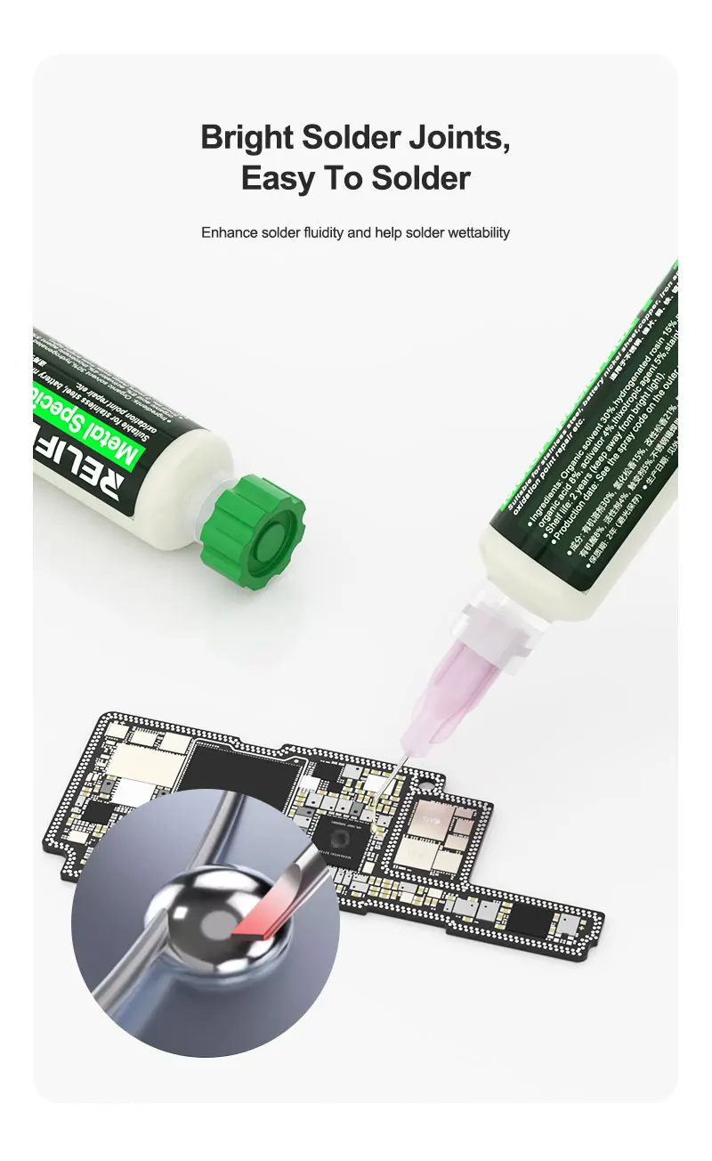 RELIFE F-22A Multipurpose Metal Special Solder Flux Enhance solder fluidity and help solder wettability,Repair oxide layer。