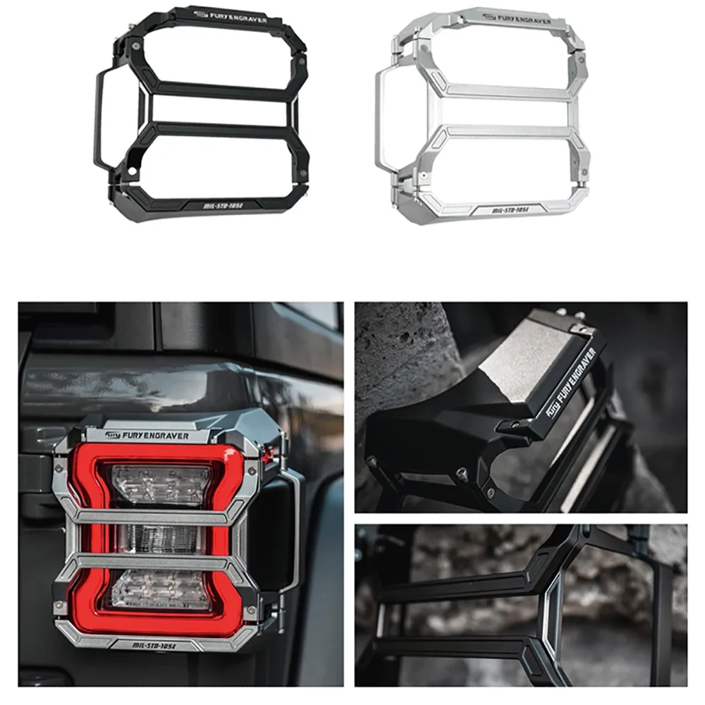 Lantsun F2009 Car Taillight Cover Aluminum Alloy Tail Light Protector for Jeep for Wrangler JL2018+, 1-pair