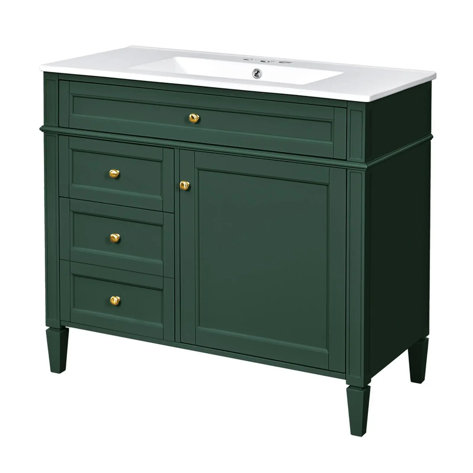 

Contemporary Bathroom Vanity 36 Inch with Single Ceramic Basin and Ample Cabinet Drawers for Modern Bathroom Organization