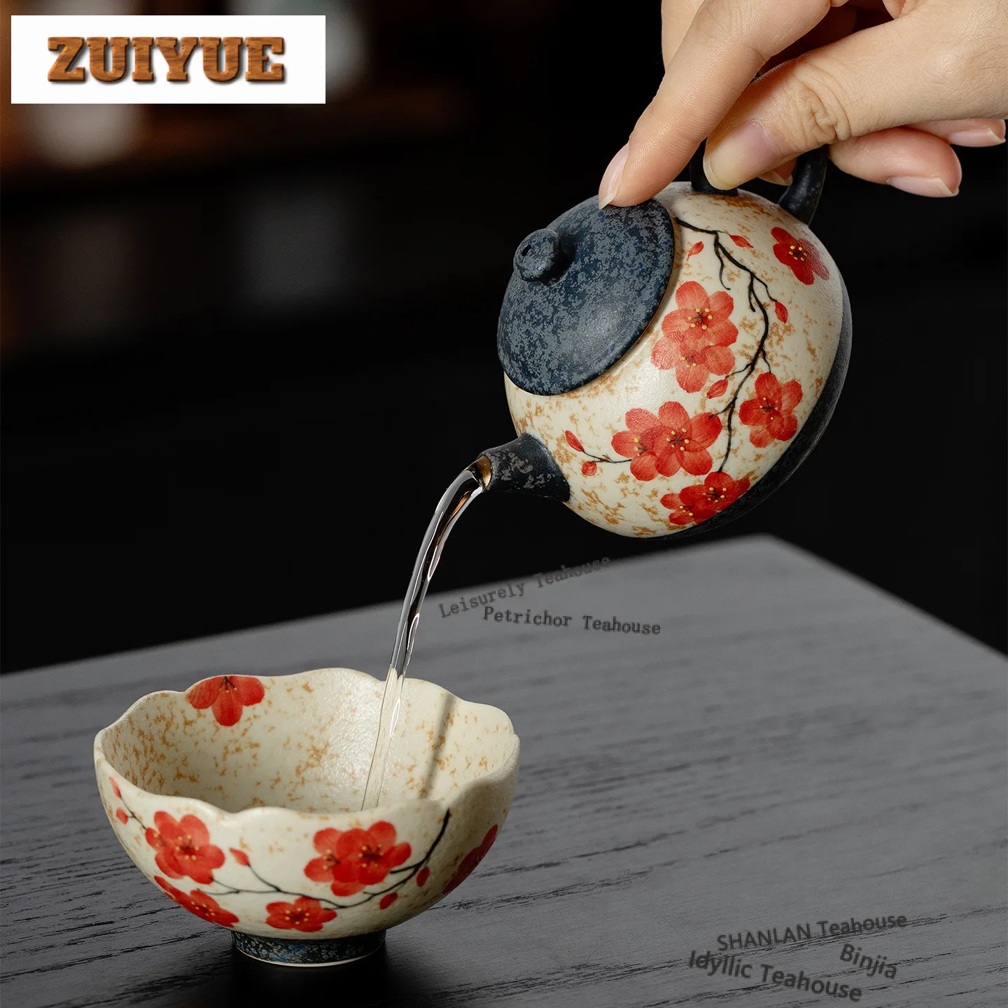 100ml Hand-painted Plum Blossom Teapot Antique Tea Infuser Pot Household Tea Brewing Kettle With Ball Hole For Tea Decoration