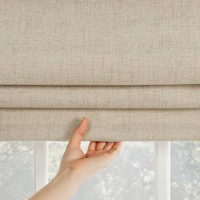 Spring Tension Manual Cordless Custom Size Fabric Roman Blinds For  Bedroom Home Window Decoration