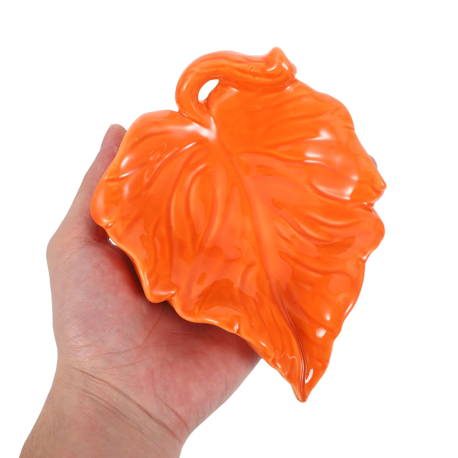 

Ceramic Soap Dish Leaf Shape Orange Bathroom Sink Holder Shower Sponge Tray Self Draining Soap Saver Decorative Tray Modern