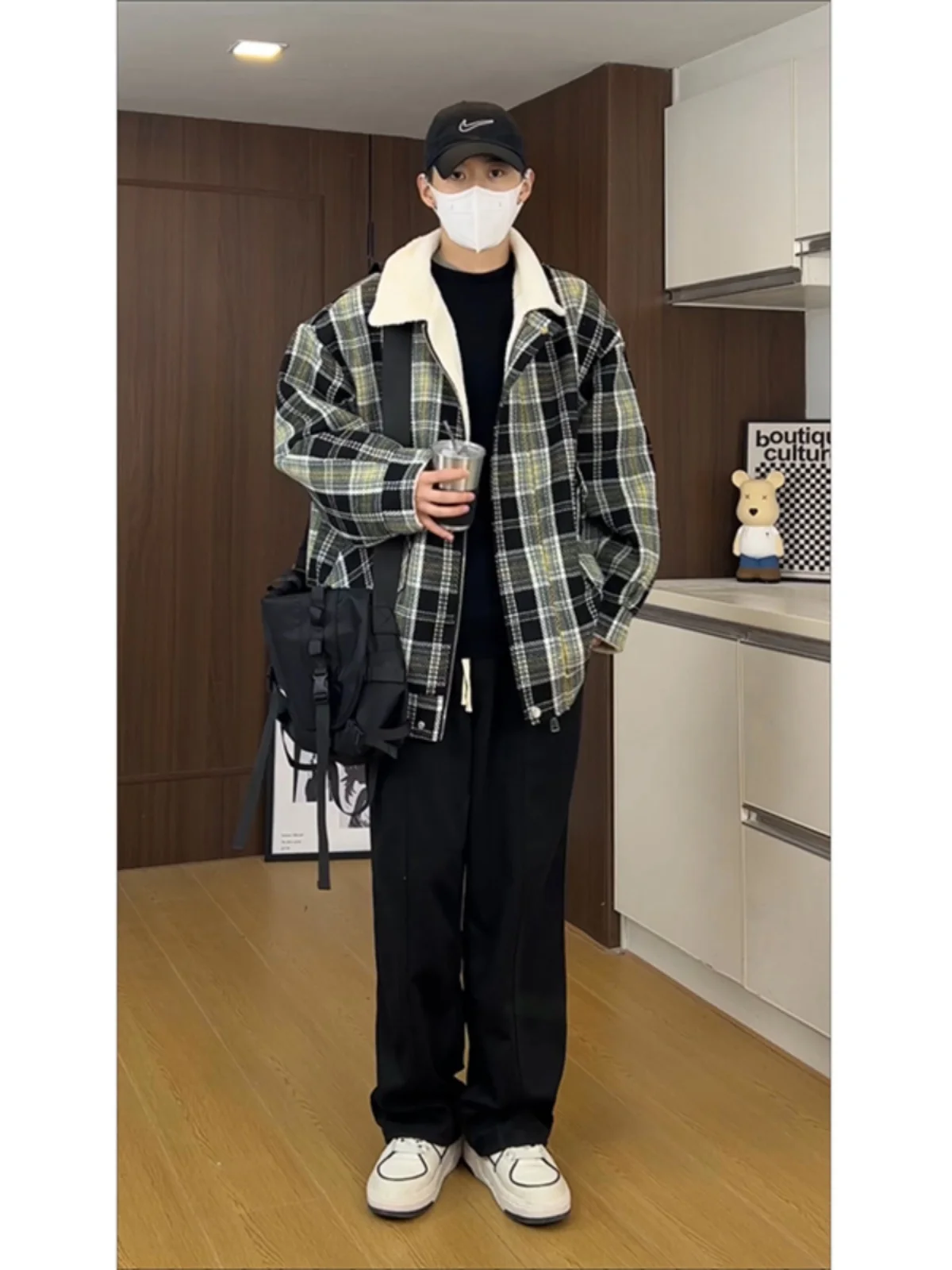 

Lamb Fur Jaet Men's ort Thiened Sli Autumn Winter American Sle Flight Coat Cotton Clothes Leather And Fur Inteated