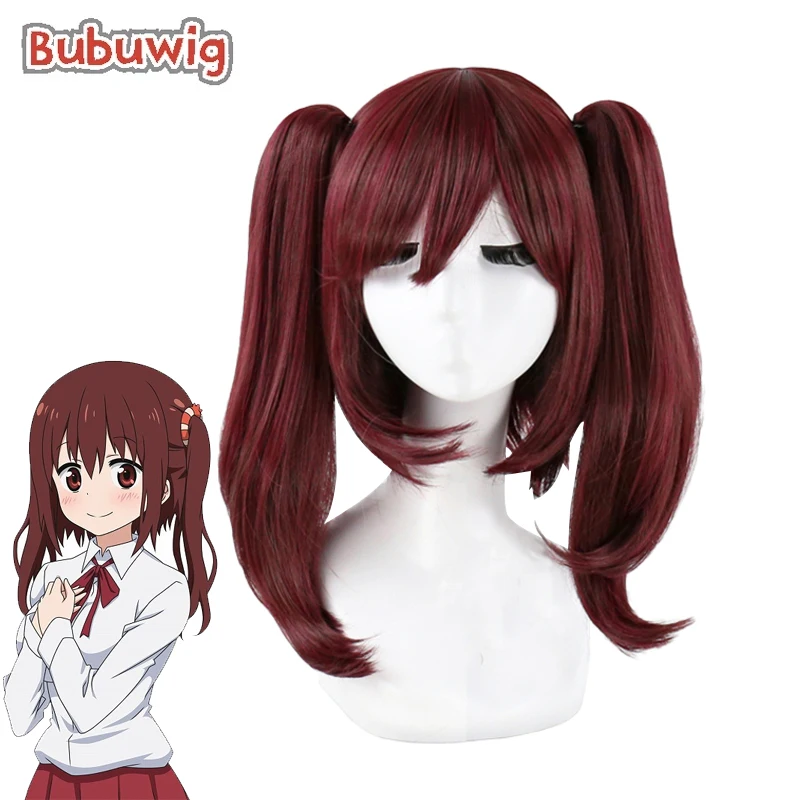 

Bubuwig Synthetic Hair Himouto! Umaru-chan Nanan Ebina Ponytail Wig 40cm Long Straight Wine Red Cosplay Wigs Heat Resistant