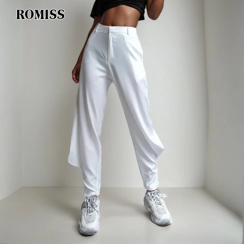 

ROMISS Bloomers Pants For Women High Waist Solid Minimalist Casual Trouers Female Fashion Spring Clothing Style New 2024