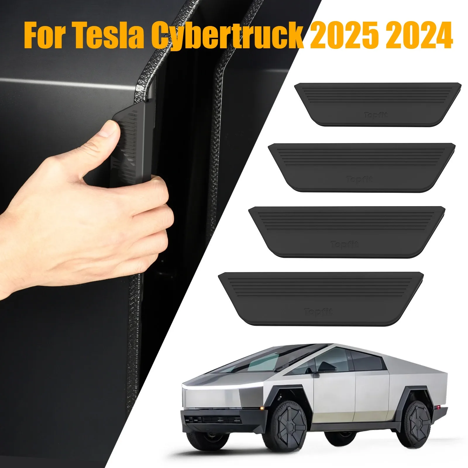 

4pcs For Tesla Cybertruck 2025 2024 Door Armrest Silicone Armrest Protective Pad Modification Accessories Fingerprint Resistant