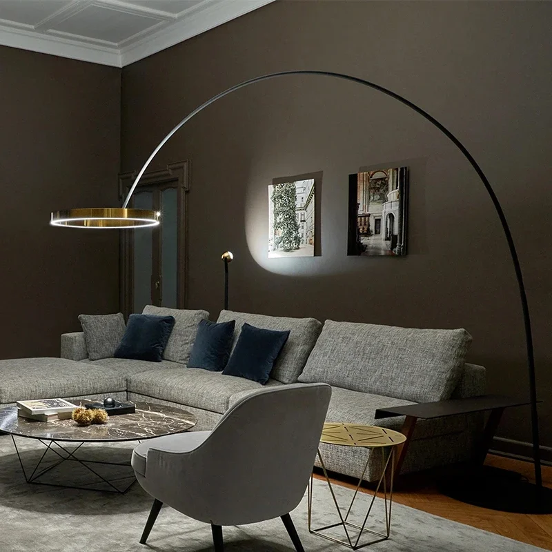 Fishing Floor Lamp LED Nordic Living Room Bedroom Round Ring