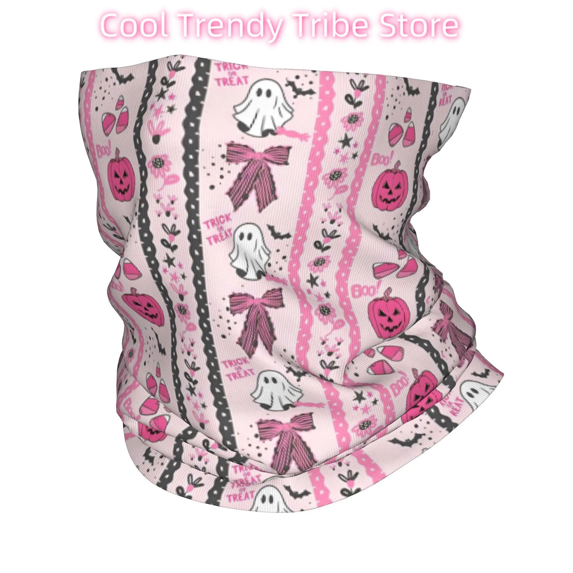 Pink Bows Pumpkin Halloween Ghosts  Bandana Neck Cover Magic Scarf Multifunctional Headband Running Unisex Adult Washable