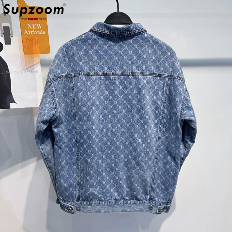 Supzoom New Arrival Top Fashion Autumn And Winter Loose Full Print Warm Cotton Fashionable Cotton-padded Denim Jacket Men Coat