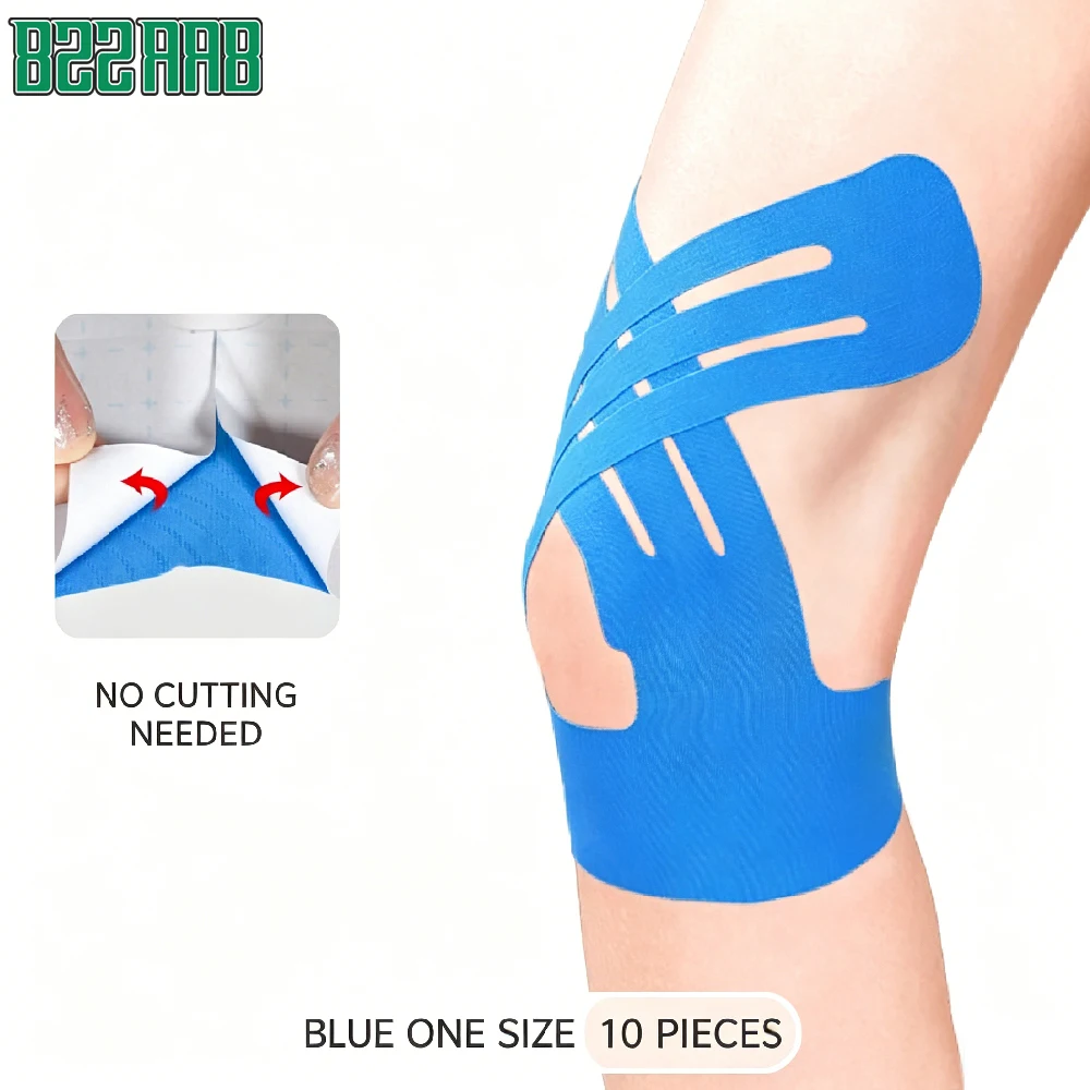 10PCS Breathable Elastic Athletic Kinesiology Tape, Muscle Support Physio Bandage for Knee Patella Protection