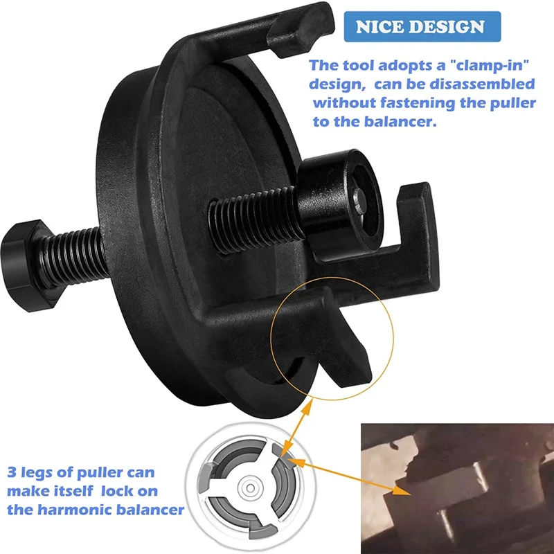 

AB56-For GM LS Harmonic Balancer Puller 25264 Crank Pulley Puller Automotive Replacement Engine Quickly Removes Tool