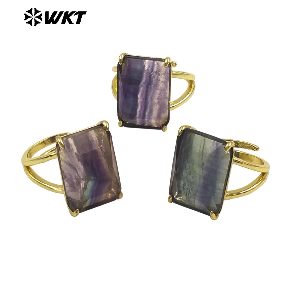 

Кольцо женское WT-R529 WKT, новая модель, изумительное, с натуральным граненым аметистом в оправе «коготь», квадратное, для юбилея