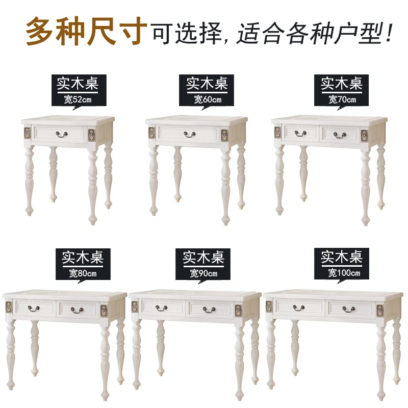 

Pure solid wood 50-60-70 -80-90cm1m white American simple European study bedroom home desk study table