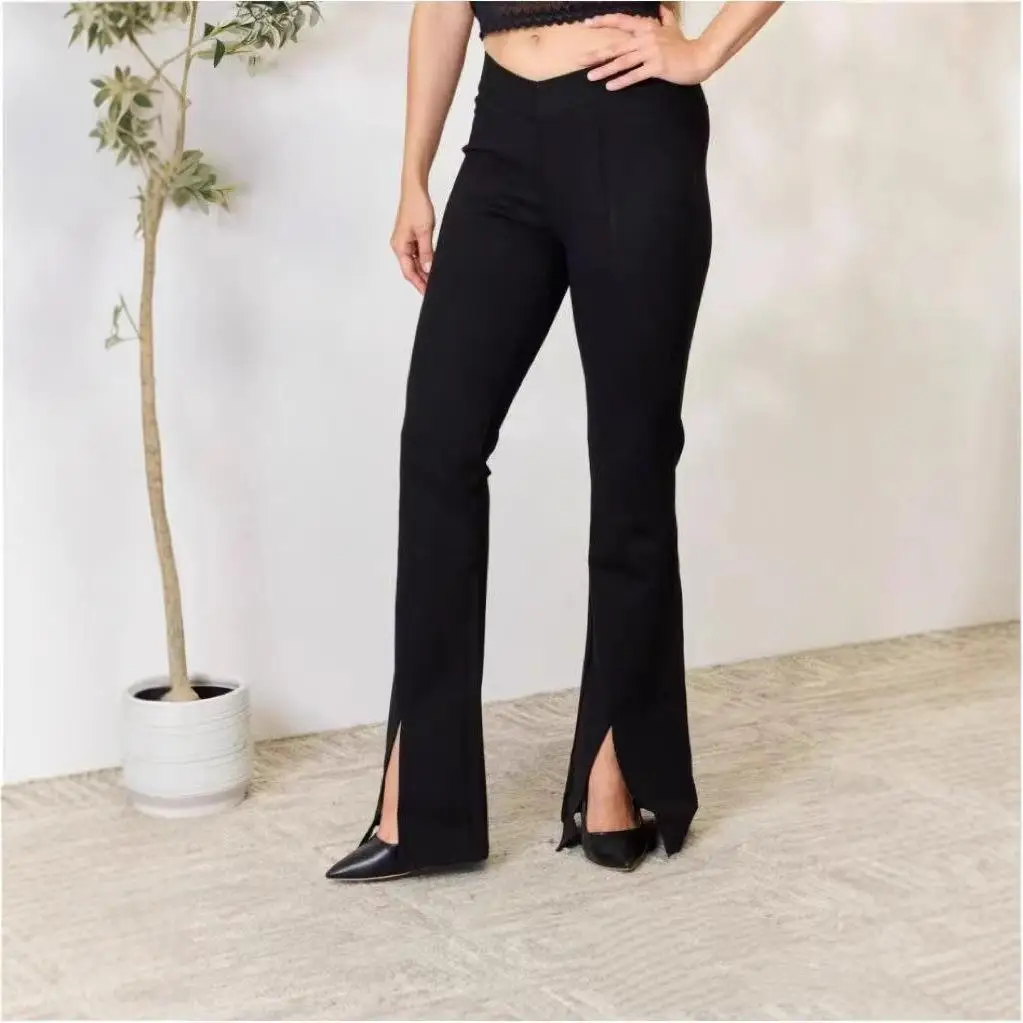 

High Waisted Slimming Elastic Bla Pants Long Trousers for Women Faionable Stretchy Casual Pants Spring Season