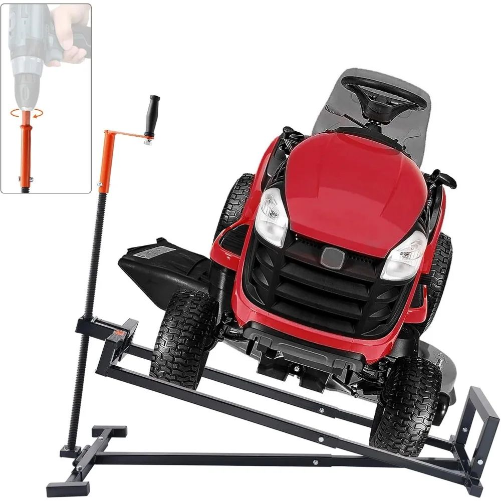 

Foldable Lawn Mower Lift Jack – 880 lbs, Telescopic with Crank & Drill Handle