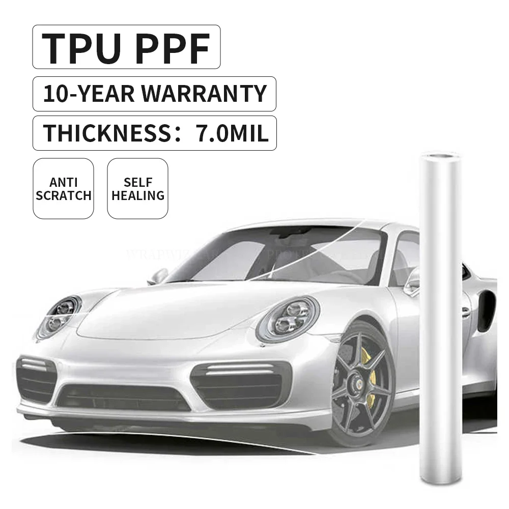 

Самовосстанавливающаяся защитная пленка из ТПУ Wrapwiz, 2025 мил, прозрачная защита от царапин PPF для кузова автомобиля 1,52*15 м