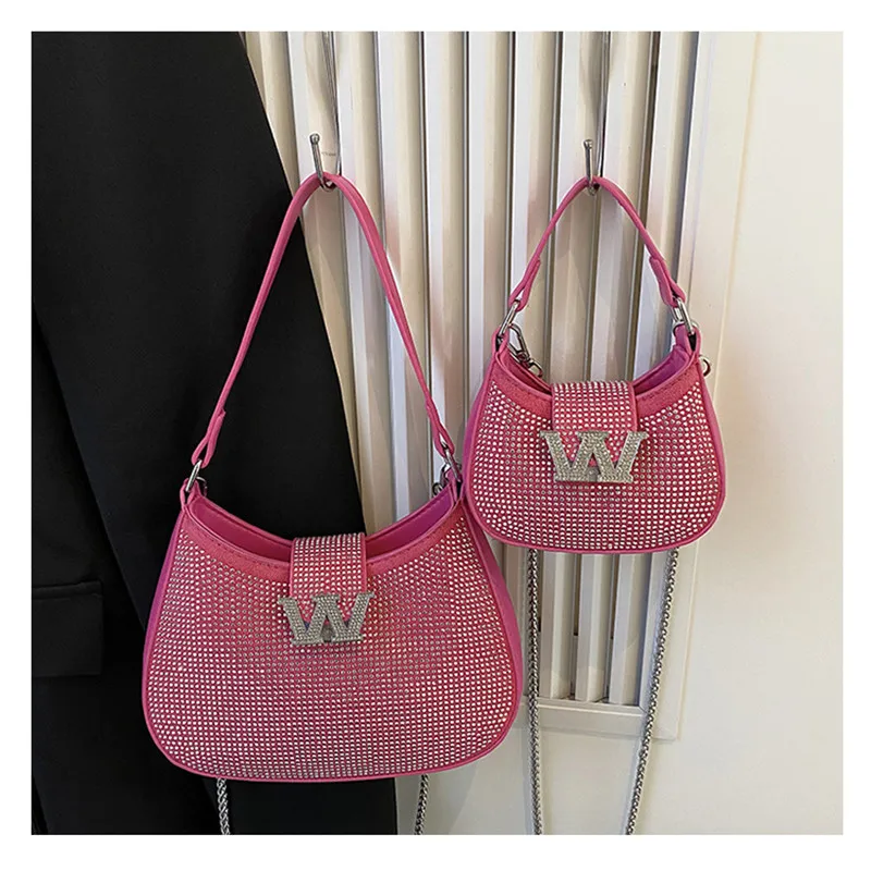 Bolsos nuevos para mujer, Mini bolso de mano de lujo con diamantes de imitación, bolso de mano para fiesta de noche, bolso de mano con cadena, 2024