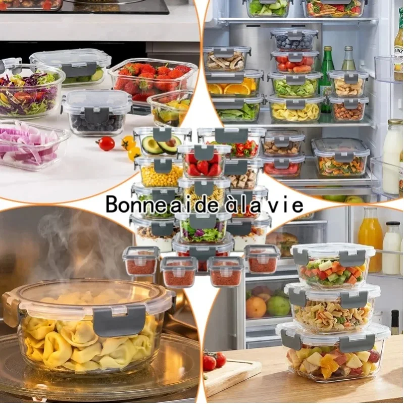 12+4 Stück Glas-Lebensmittelbehälter mit Deckeln, Luftdichte Meal-Prep-Behälter, BPA-freie Auslaufsichere Glasbehälter für Meal Prep, Kühlschrank- und Vorratsorganisation