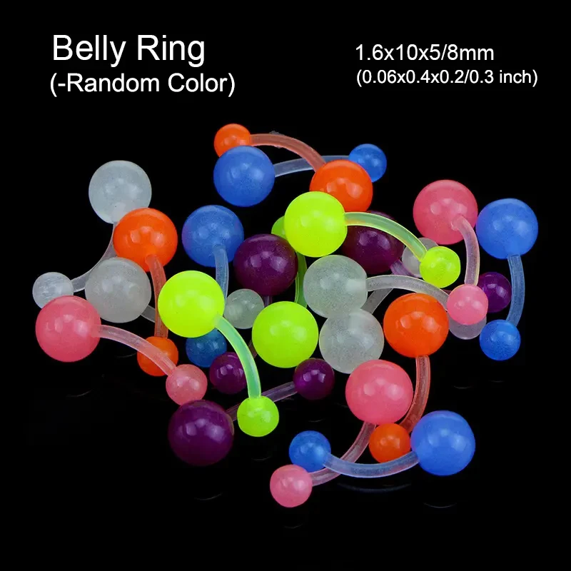 10/60pcs Glow In Dark Flexible Tongue Belly Lip Eyebrow Septum Ear Cartilage Daith Helix Piercing Earrings Punk Body Jewelry