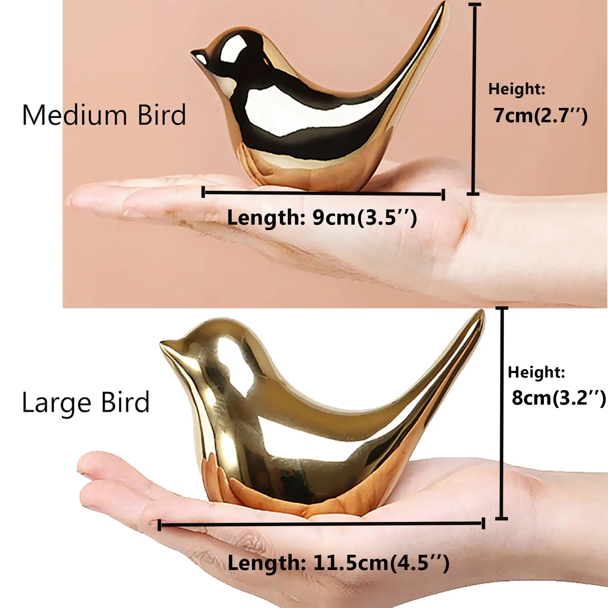Golden Bird Figurines Modern Ceramic Bird Statues Animal Sculpture Home Decor Crafts  for Living Room, Bedroom, Office Desktop