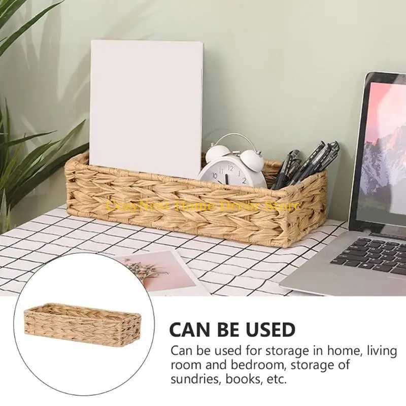 92MF Decorative Imitation Water Hyacinth Snacks Basket Closet Storage Bin for Entryway and Hallway Table Use