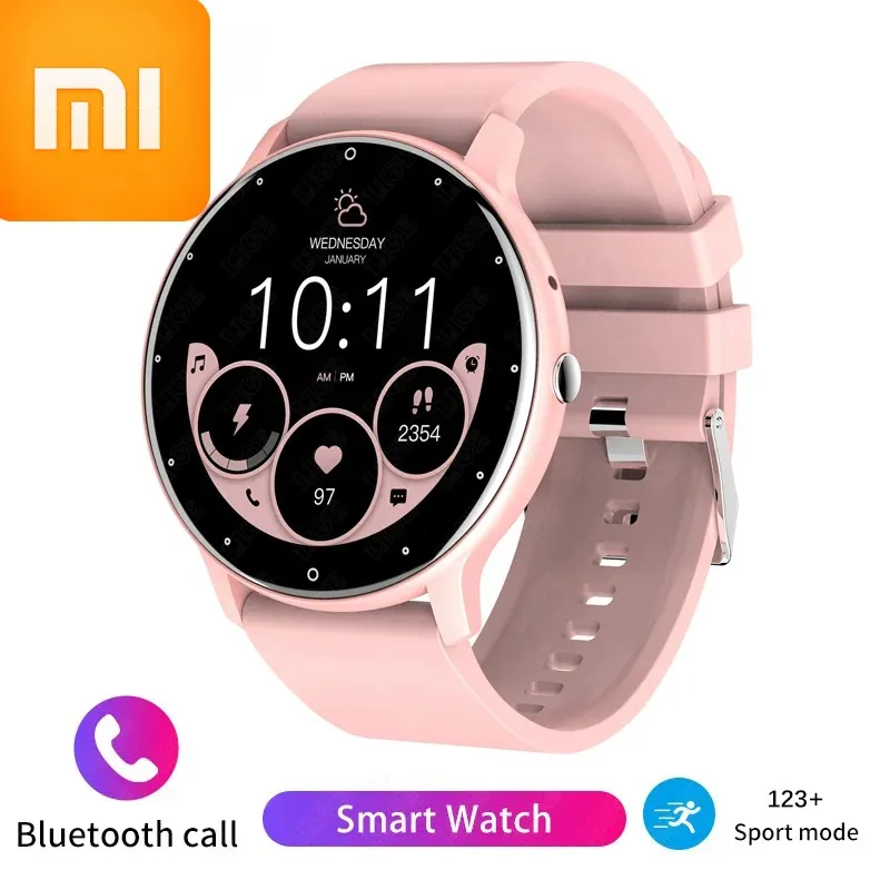 สมาร์ทวอทช์ Xiaomi สำหรับผู้ชาย, นาฬิกาอัจฉริยะสายรัดข้อมือออกกำลังกายสายรัดข้อมือกันน้ำช่วยด้วยเสียงผู้หญิงสำหรับผู้ชาย + กล่อง