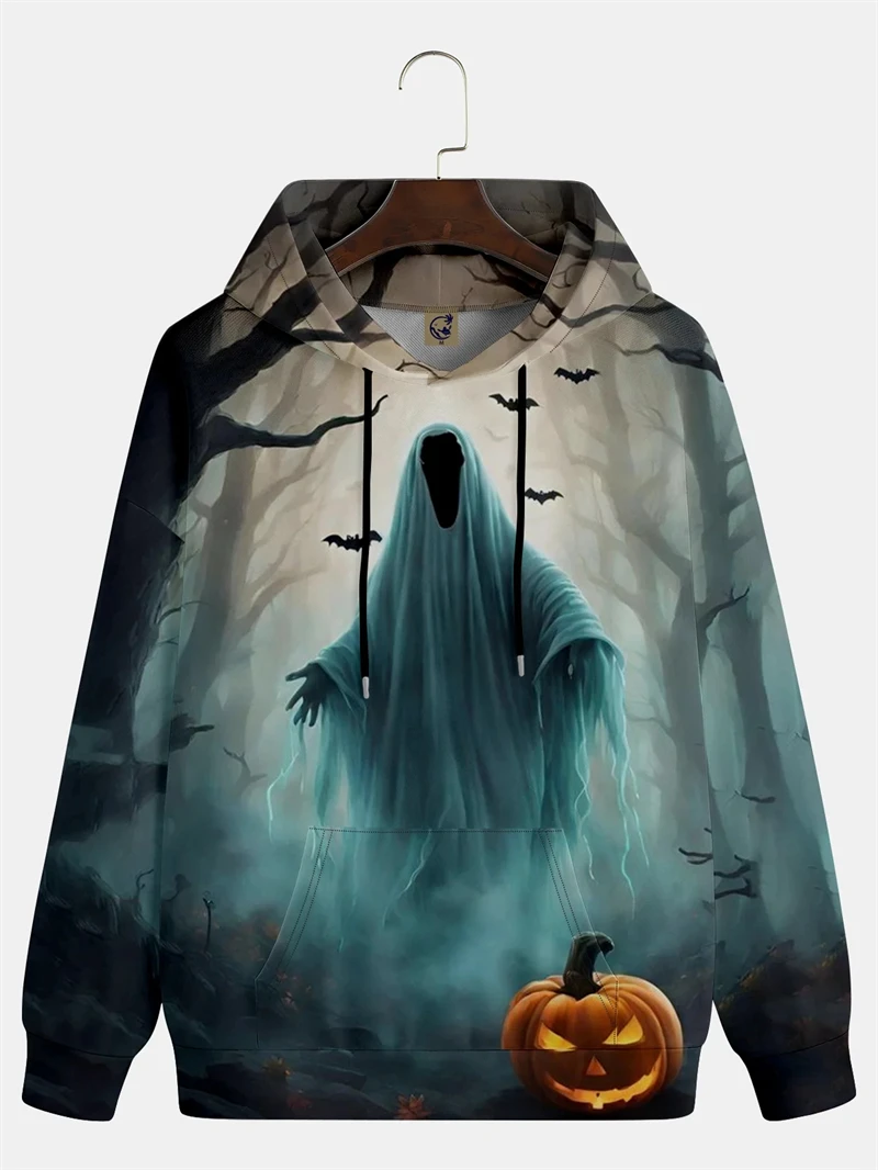 3D Printed Hallowmas Series Hoodies For Men Women Cute Ghost Print Pattern Popular Casual Winter Warm Sweatshirts Men Clothings