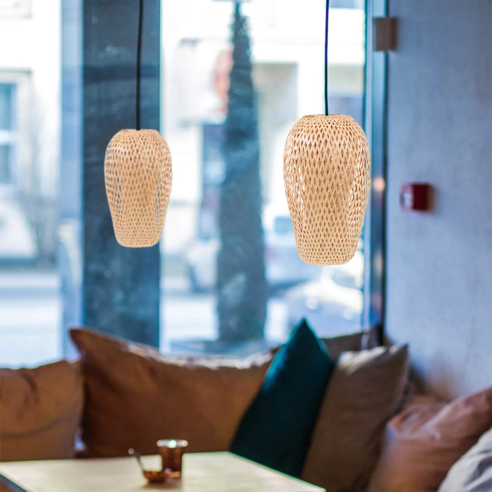 

Bamboo Woven Lampshade Rattan Cover Pendant Light Shade Home Decor Long Chinese Style Zen Creative Lamp Cover 4_2CM