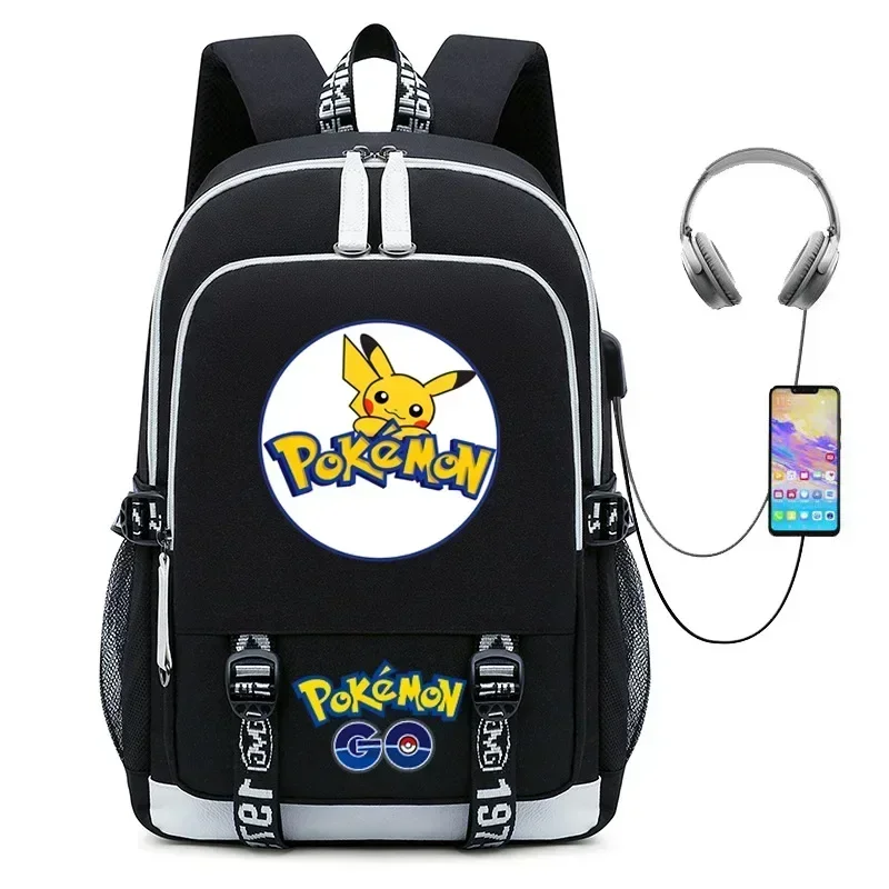 Pokémon Charizard Backpack Pokemon  Pikachu USB School Bag Cartoon Cute Children\'s SchoolBag TravelBag Birthday Gift