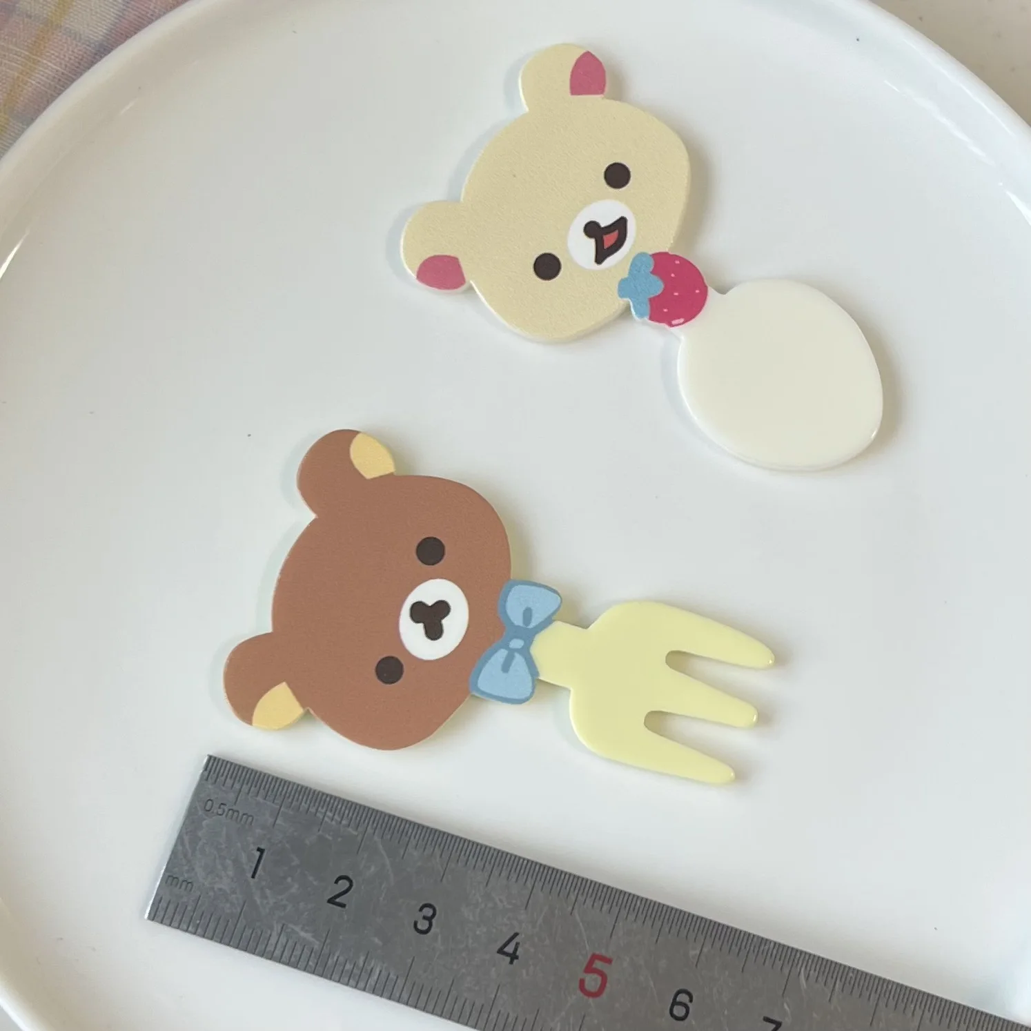 2pcs miniso cute bear series cartoon acrylic flatback cabochons diy crafts materials jewelry making charms